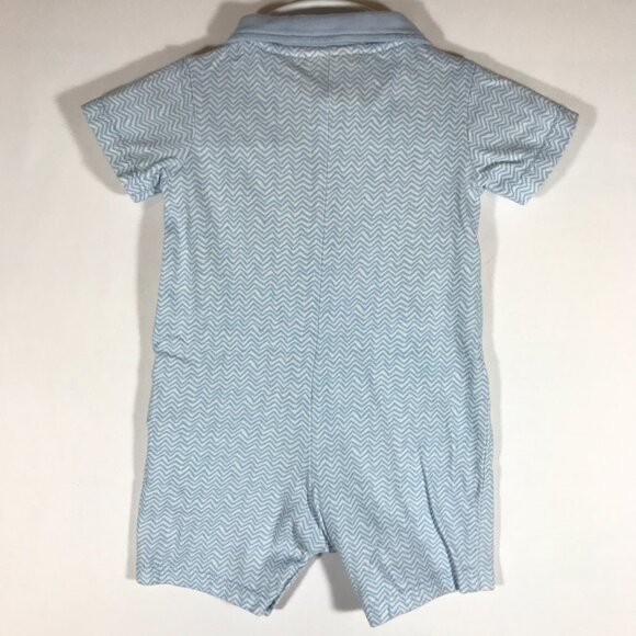 First Impressions Baby 3-6M Blue White Zig Zag Pattern Short Sleeve One Piece - Picture 6 of 8